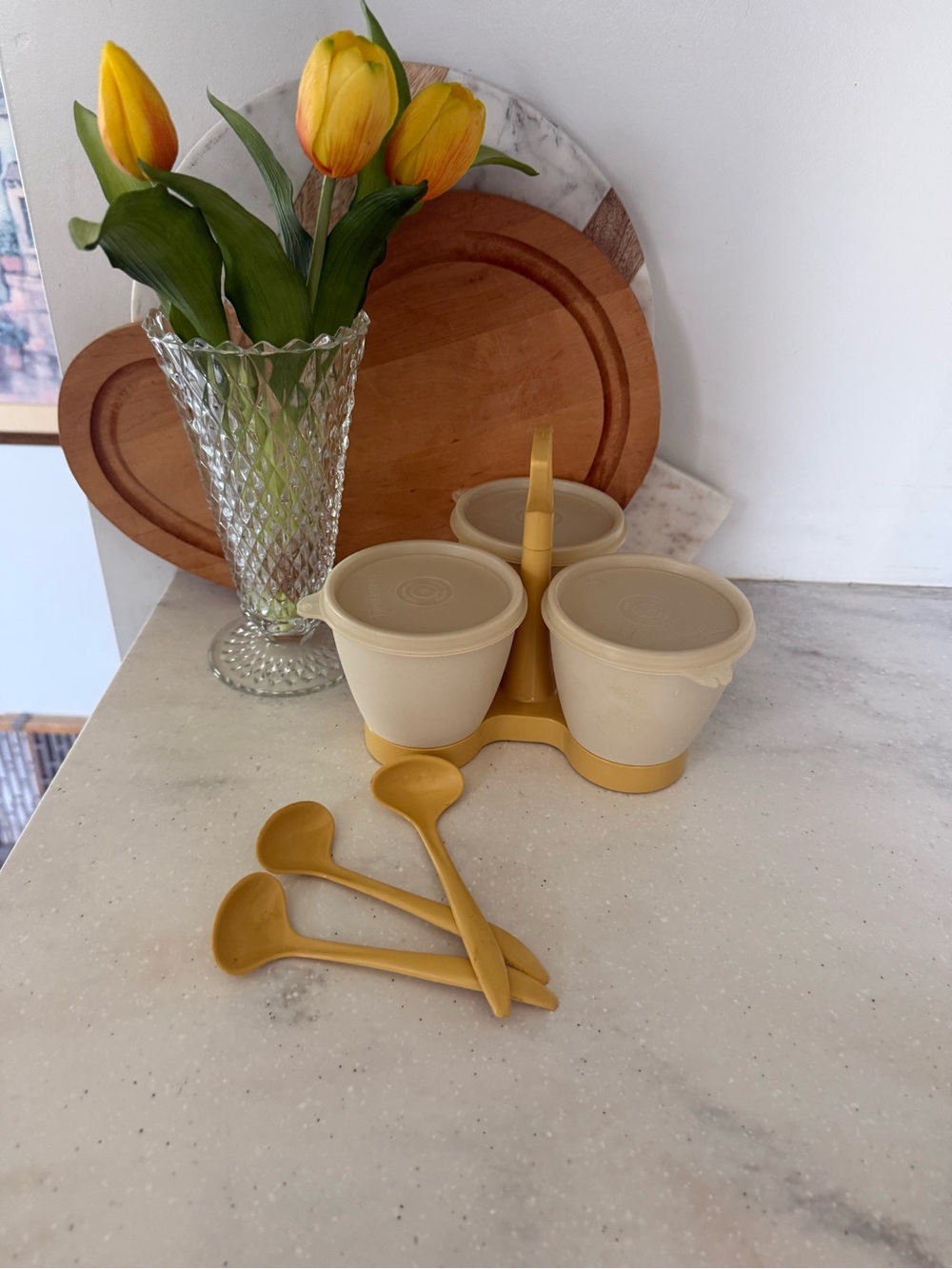 vintage Tupperware condiment caddy